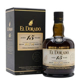 Bottle of El Dorado rum 15 years with case