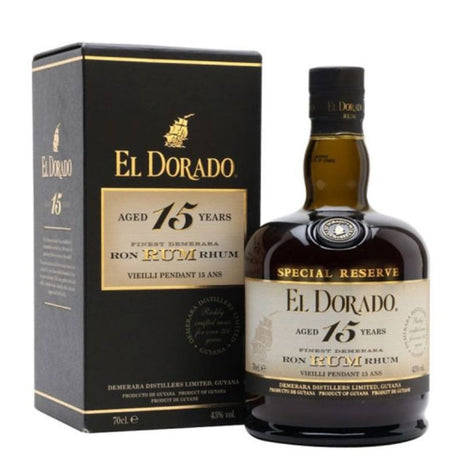 Bottiglia di rum El Dorado 15 anni con astuccio