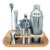 Set da cocktail con base in bambù in acciaio inox