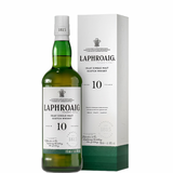 Bottle of Laphroaig 10 years with case