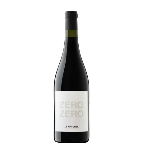 Bottiglia di vino rosso analcolico zero zero Le Naturel