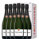 Sei bottiglie di Taittinger Brut Réserve con astuccio