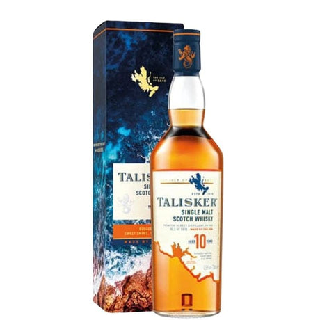 Bottle of Talisker 10 years with case